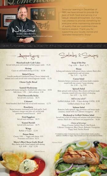 Domenico's Italian Restaurant Menu image 1